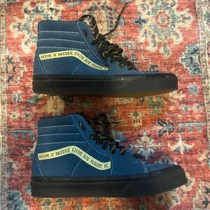 Vans Blue High-Tops with Black Accents